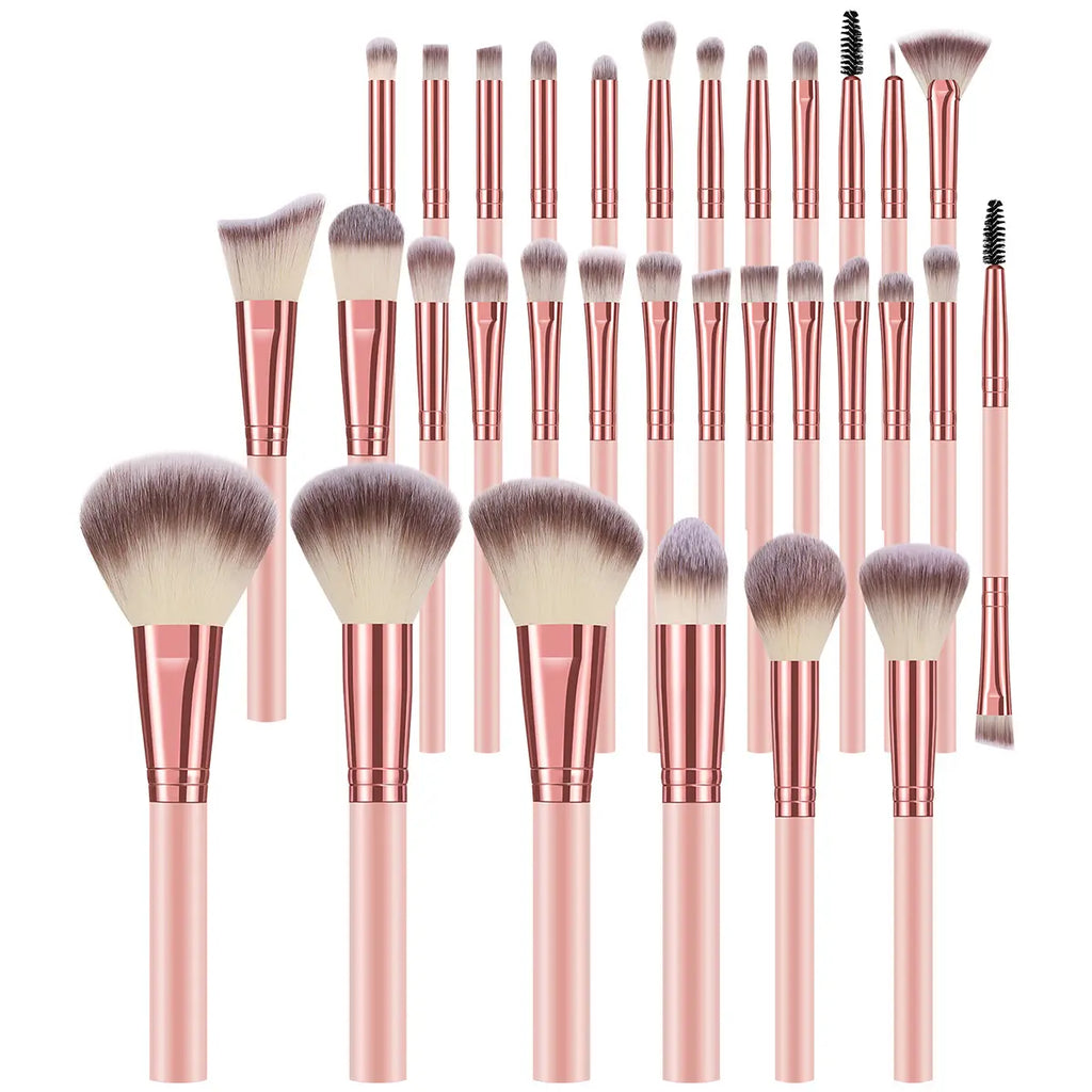 20/25/30-Piece Makeup Brush Set Rose Gold Synthetic Soft Bristles Foundation Powder Concealer Eyeshadow Blush Contour Eyebrow Spoolie Complete Makeup Tools Kit for Beginners Makeup Artists Daily Makeup Application