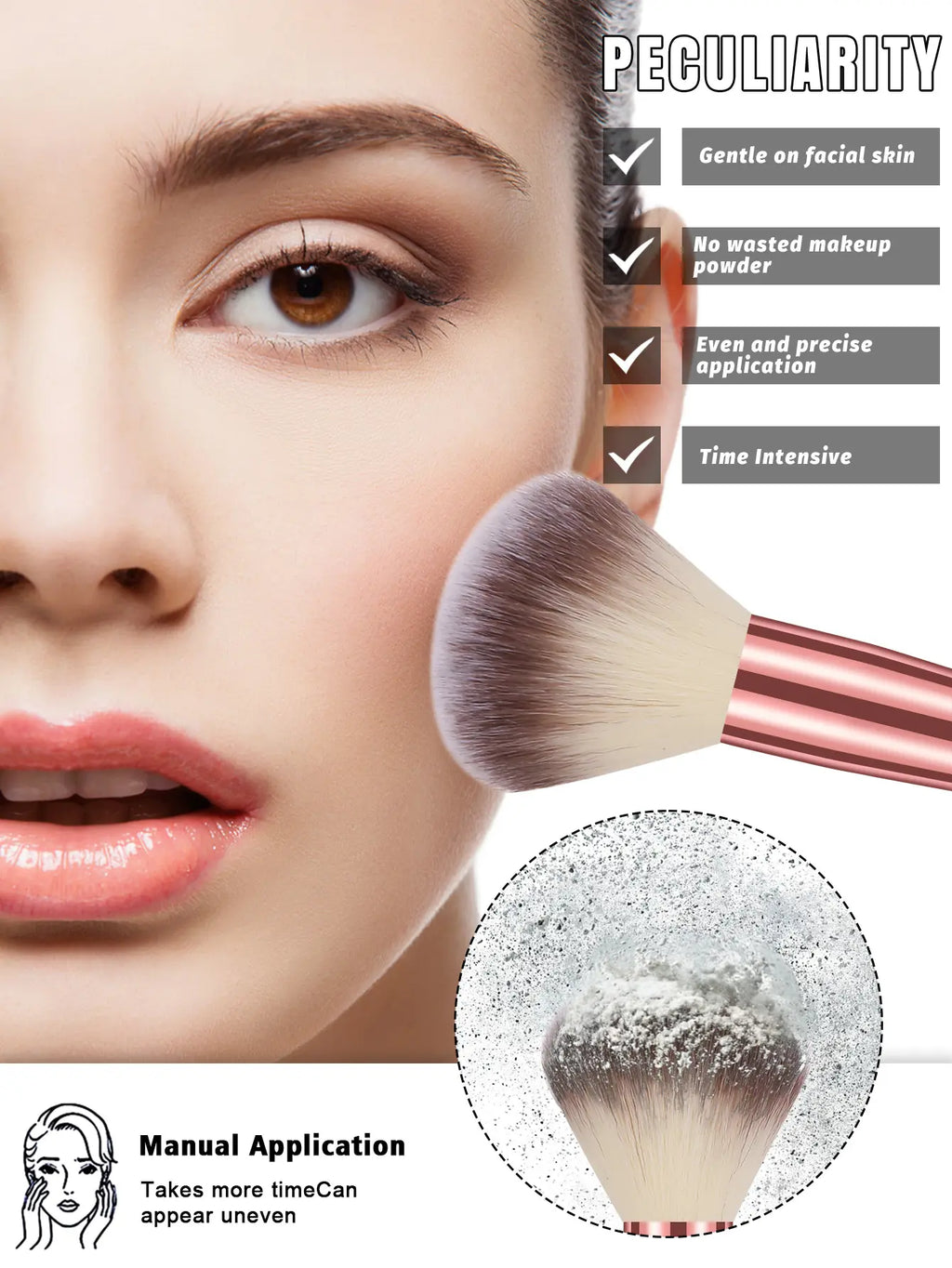 20/25/30-Piece Makeup Brush Set Rose Gold Synthetic Soft Bristles Foundation Powder Concealer Eyeshadow Blush Contour Eyebrow Spoolie Complete Makeup Tools Kit for Beginners Makeup Artists Daily Makeup Application