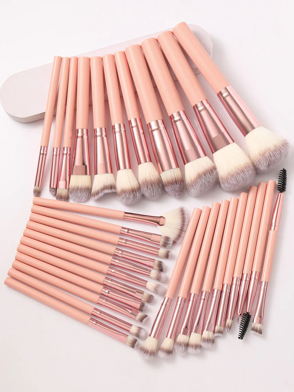 20/25/30-Piece Makeup Brush Set Rose Gold Synthetic Soft Bristles Foundation Powder Concealer Eyeshadow Blush Contour Eyebrow Spoolie Complete Makeup Tools Kit for Beginners Makeup Artists Daily Makeup Application